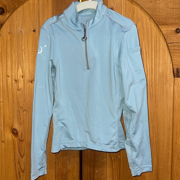 Kids Chestnut Bay Equestrian Long Sleeved Quarter Zip Shirt - size S - Picture 1 of 5